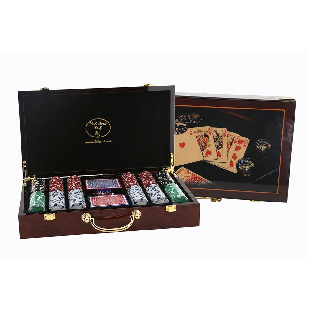 POKER CHIPS WITH WOODEN CASE LAS VEGAS COLLECTION 300 PIECES